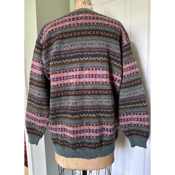 Eddie Bauer 100% Wool Cardigan Sweater Women s M Relaxed Nordic Fairisle classic - Picture 12 of 13